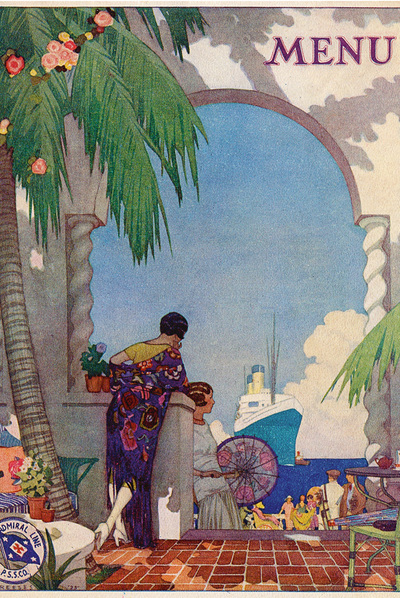 Menú a bordo del crucero 'The Admiral Line' (The Pacific Steamship Lines, 1929).