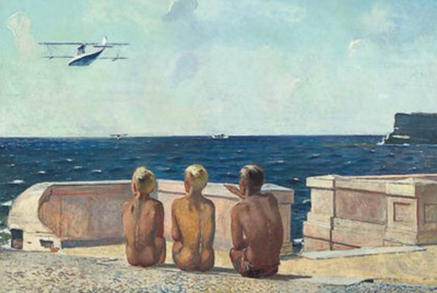  Futuros aviadores , obra de 1938 de Aleksandr Deineka.