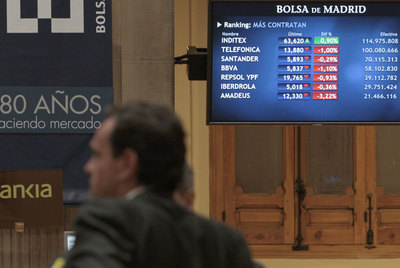 Patio de operaciones de la Bolsa de Madrid.