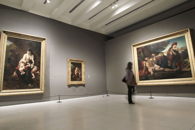  Medea furiosa  (1862) y  San Sebastián socorrido por la santas mujeres  (1836), en la sala del desnudo.