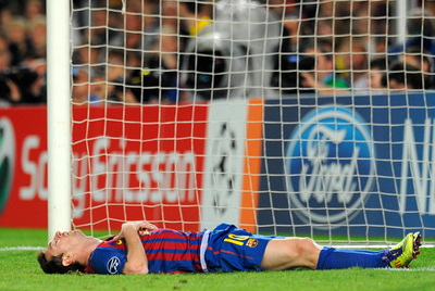Messi, tras fallar una ocasión de gol.