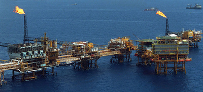 Plataformas de Pemex en el golfo de México.