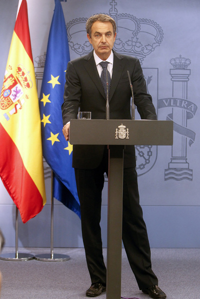 Zapatero, durante su declaración en La Moncloa.