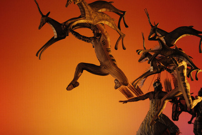 Un momento de  El Rey León  madrileño, en la presentación a la prensa del musical en el Lope de Vega, la semana pasada.