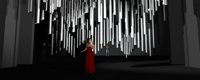 Boceto de la escenografía para  El gran teatro del Mundo  de Calderón, de la alemana Rebecca Ringst.