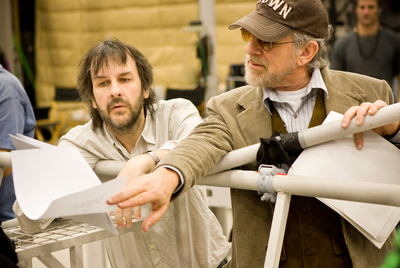 Peter Jackson (izquierda) y Steven Spielberg, en el rodaje de  Tintín. 