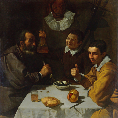 Obra de la exposición  El Hermitage en el Prado. El almuerzo (1617), de Diego Velázquez.
