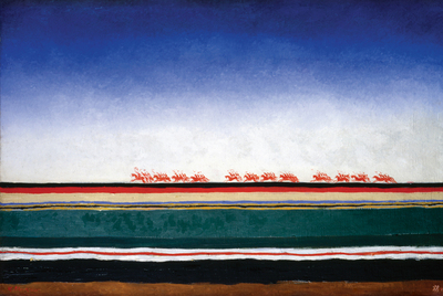  La caballería roja   (circa  1930), de Kazimir Malévich, obra incluida en la exposición  La caballería roja. Creación y poder en la Rusia soviética (1917-1945) , en La Casa Encendida, de Madrid.