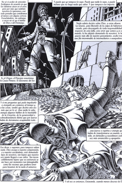 Viñeta del cómic  Plaza Elíptica,  de Santiago Valenzuela.