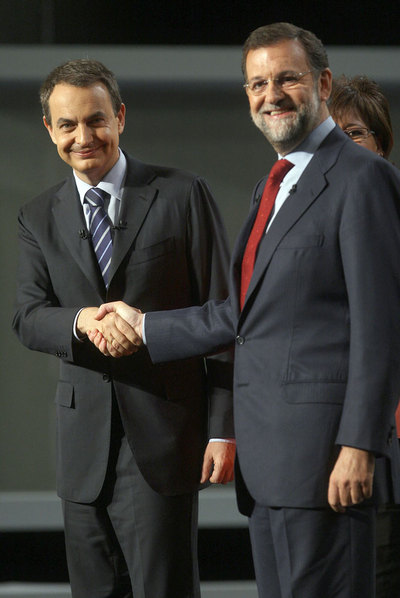 Zapatero y Rajoy, en su segundo cara a cara en televisión en marzo de 2008.