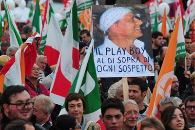 Manifestación contra Berlusconi en Roma. 