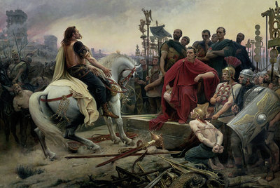  Vercingétorix depone sus armas a los pies de Julio César  (1899), de Lionel-Noël Royer.