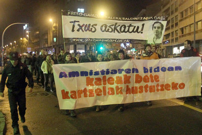 Manifestación a favor de la amnistía de presos