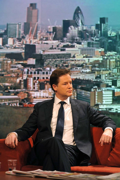 El vice primer ministro británico, Nick Clegg, en una entrevista ayer en la BBC.