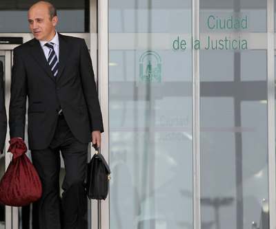 José María del Nido, en la Ciudad de la Justicia de Málaga, tras una sesión del juicio del  caso Minutas .