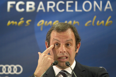 Sandro Rosell, ayer durante su comparecencia.