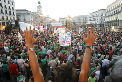 Manifestación de profesores, padres y alumnos en Madrid en septiembre contra los recortes.