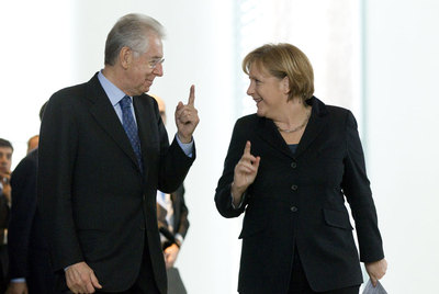 Angela Merkel y Mario Monti, en Berlín.