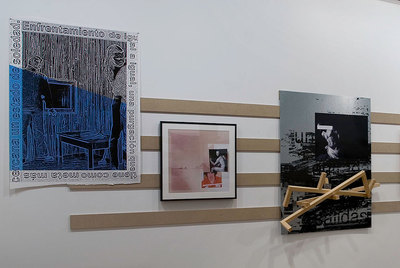 Vista parcial de la exposición de Txomin Badiola,  Una entrada, mil salidas .