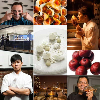  1  El cocinero Ángel León, de Aponiente (El Puerto de Santa María), alquimista del plancton.  2  Galáctica sopa de   dumplings   esferificados del libro   Modernist cuisine  .  3  Anna Bellsolà, reina de las panaderas.  4  Tendencia: cocinas a la vista, como la de Geranium (Copenhague).  5  El chic nórdico: texturas de yogur de oveja, pera y piñones.  6  Fruto del moriche, una palmera amazónica.  7  Yim Jung Sik pone al día la cocina coreana.  8  Vistas y diseño:  The Americano, en Nueva York.  9  Piraña ahumada con el chef venezolano Nelson Méndez.