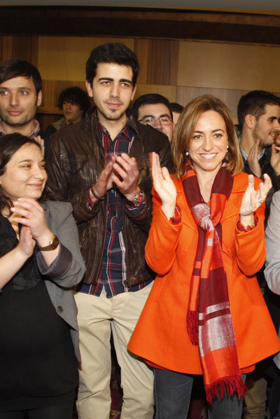 Carme Chacón, ayer en  un acto en Santiago de Compostela.