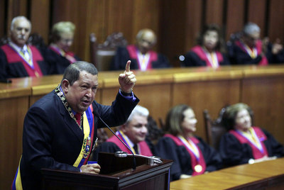 Hugo Chávez, el martes en el Tribunal Supremo venezolano.
