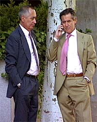 Miguel Blesa (izqda) y Jose B. Terceiro, miembros del Consejo de Administración de Iberia, a su llegada a la reunión celebrada por este órgano.