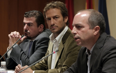 Francisco Maroto, abogado de USCA, el secretario de comunicación del sindicato, César Cabo, y su portavoz, Daniel Zamit.