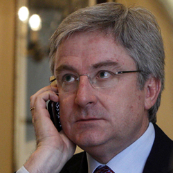 El presidente de Banca Cívica, Enrique Goñi, en un hotel de Madrid.