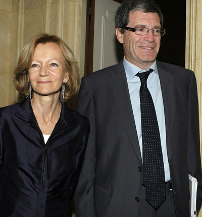 Elena Salgado, ministra de Economía, y Aurelio Martínez, presidente de la Sociedad Estatal de Loterías y Apuestas del Estado (LAE)