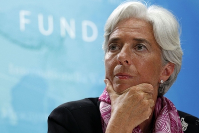 La nueva directora gerente del FMI, Christine Lagarde, en su primera rueda de prensa.