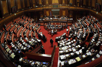 Vista del Senado italiano durante el debate de hoy.