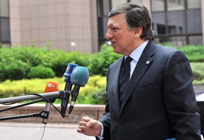 El presidente de la Comisión Europea, José Manuel Durao Barroso, a su llegada a la cumbre de los líderes del euro.