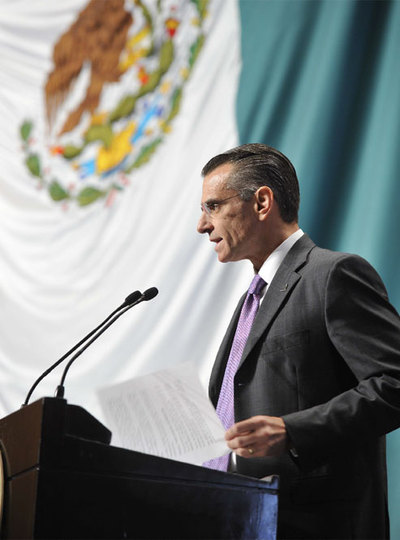Juan José Suárez Coppel, durante su intervención antes los diputados mexicanos.