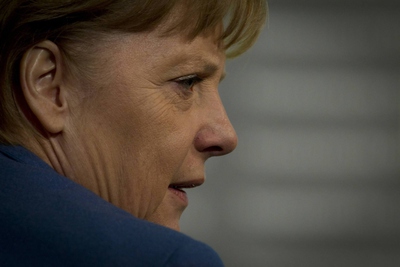 La canciller, en un acto hoy en la capital alemana.