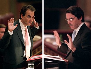 Aznar y Zapatero, durante sus intervenciones en el Congreso.  -   Galería fotográfica  