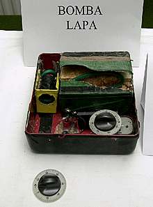 Detalle de la bomba lapa encontrada entre el material incautado esta madrugada por la Guardia Civil tras la desarticulación del  comando Nafarroa .