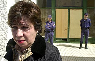 María Luisa Cava de Llano, tras visitar el centro de inmigrantes irregulares en Fuerteventura, en una imagen de archivo.