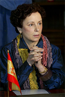 Ana Palacio en la reunión con Mohamed Benaissa en Rabat.