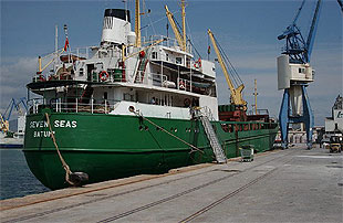 Imagen del buque mercante de bandera georgiana desde el que se arrojó al mar a los dos polizones.