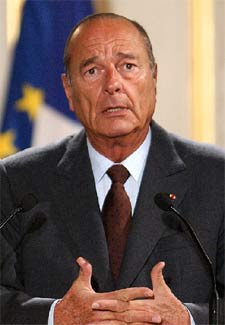 Chirac, durante la rueda de prensa.