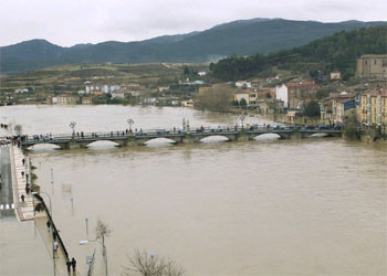 Imagen del Ebro este mediodía a su paso por Miranda.