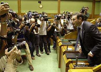 El 'lehendakari', minutos antes de comenzar su discurso.