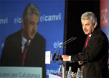Pascual Maragall durante la presentación de su programa en la III Conferencia Nacional del PSC.