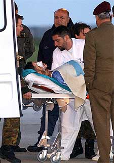 Javier Díaz, a su llegada a la base de Getafe. 