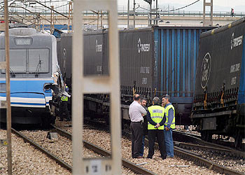Estado de los trenes siniestrados en el choque de Valencia.