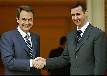 Zapatero y el Asad, a la salida de su entrevista.