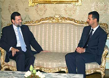 Rajoy con el presidente de Siria, durante su entrevista.