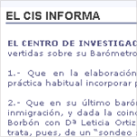 El CIS ha publicado una nota informativa en su página web (http:www.cis.es)
