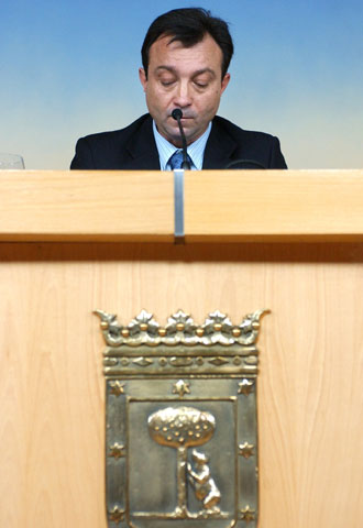 Manuel Cobo, en la conferencia de prensa en la que ha comentado la retirada de su candidatura a la presidencia del PP de Madrid.